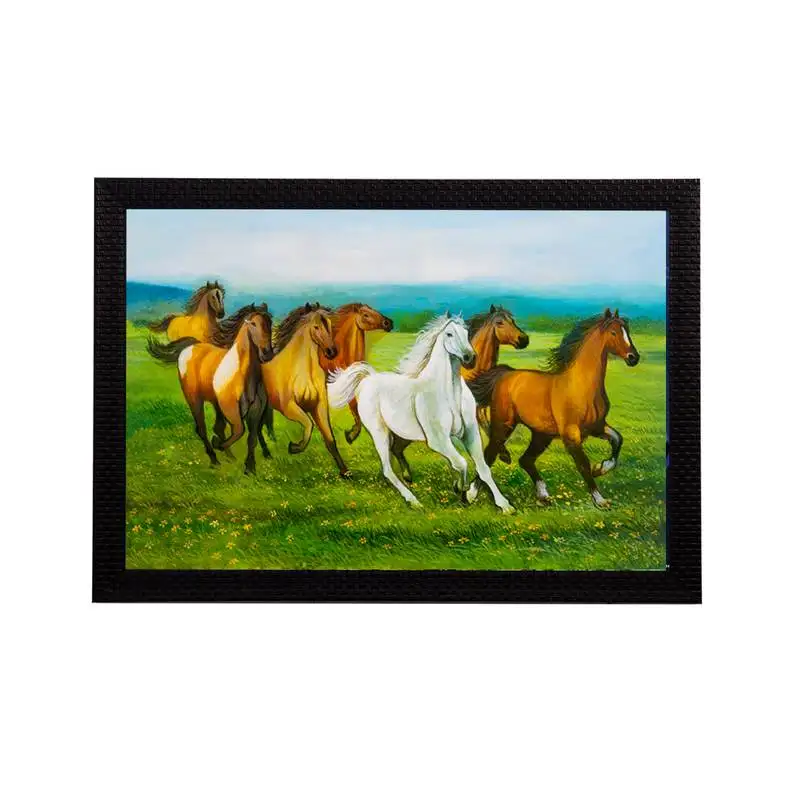 Running 7 lucky horses satin matt texture uv art painting
