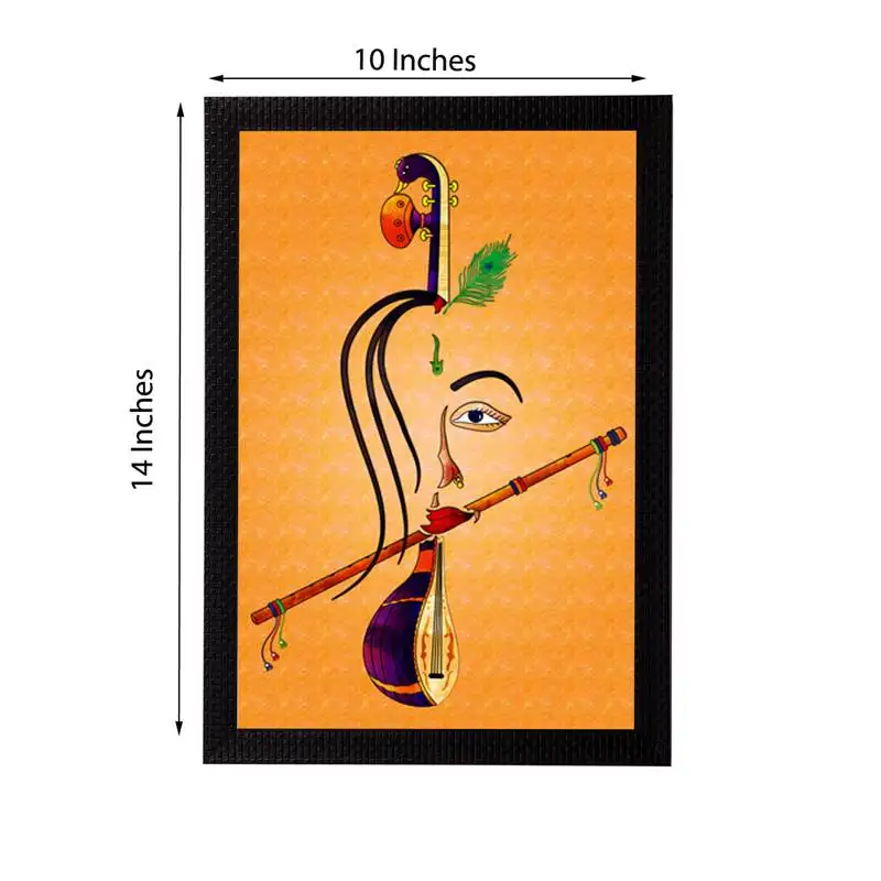 Lord krishna playing flute satin matt texture uv art painting