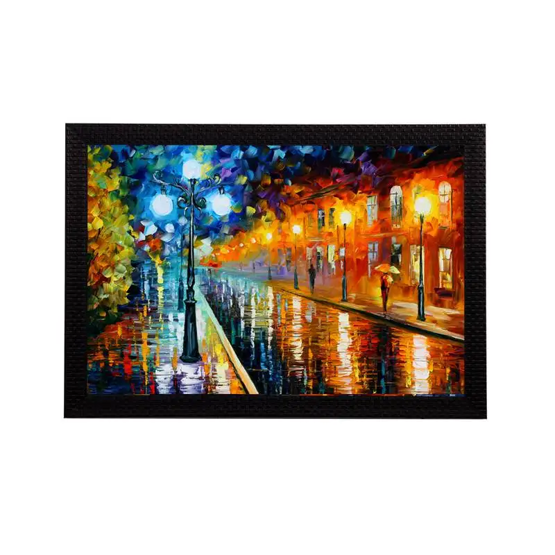 Street view in rain satin matt texture uv art painting