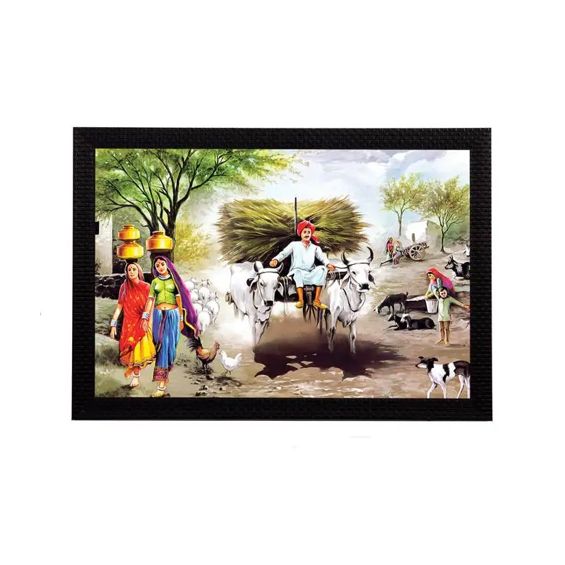 Village scenic view satin matt texture uv art painting