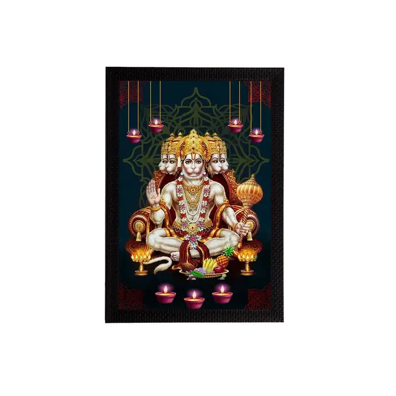 Ecraftindia panch mukhi lord hanuman satin matt texture uv art painting
