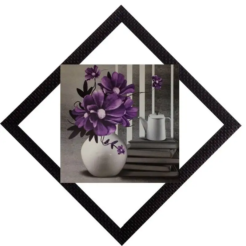 Vase & purpe flowers satin matt texture uv art painting