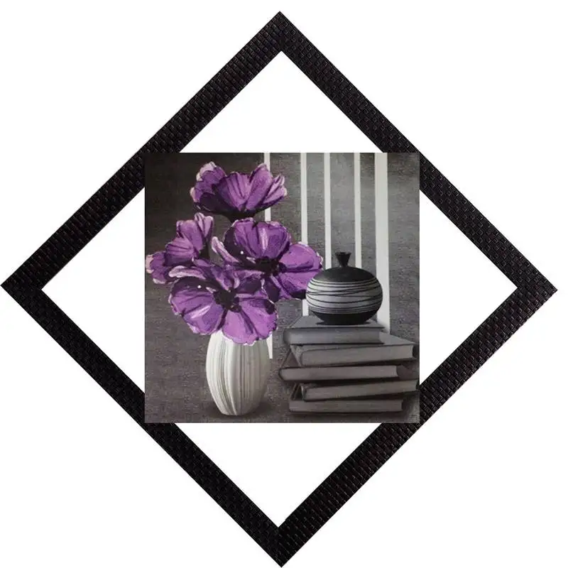 Vase books & flowers satin matt texture uv art painting