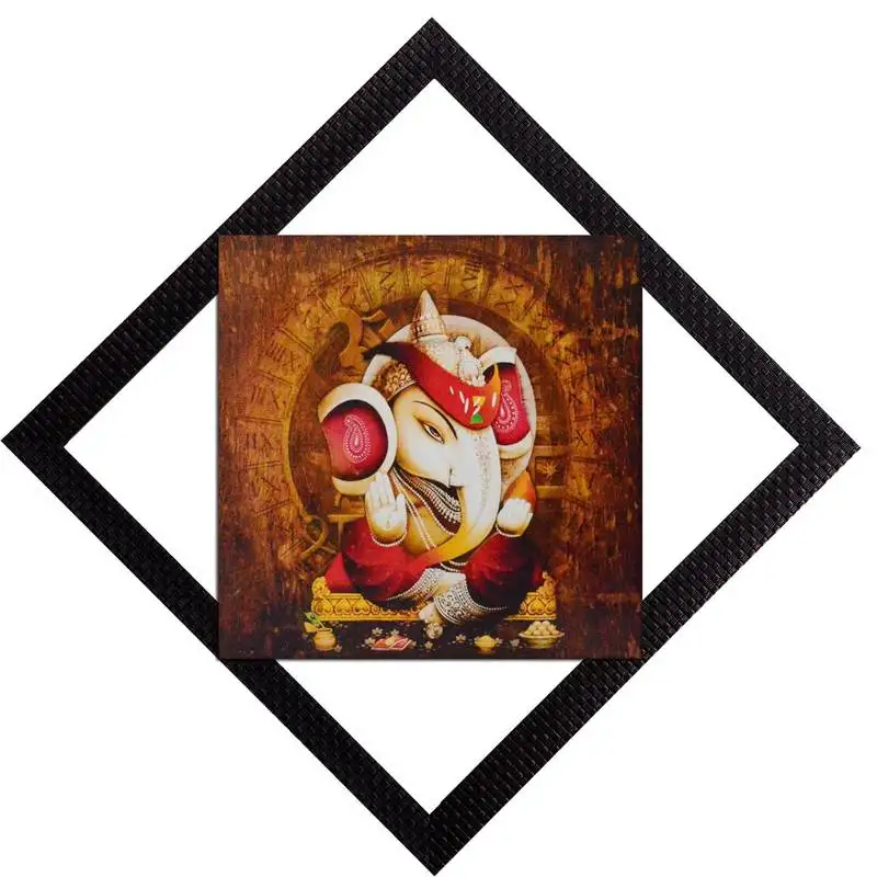 Lord ganesha with chowki satin matt texture uv art painting