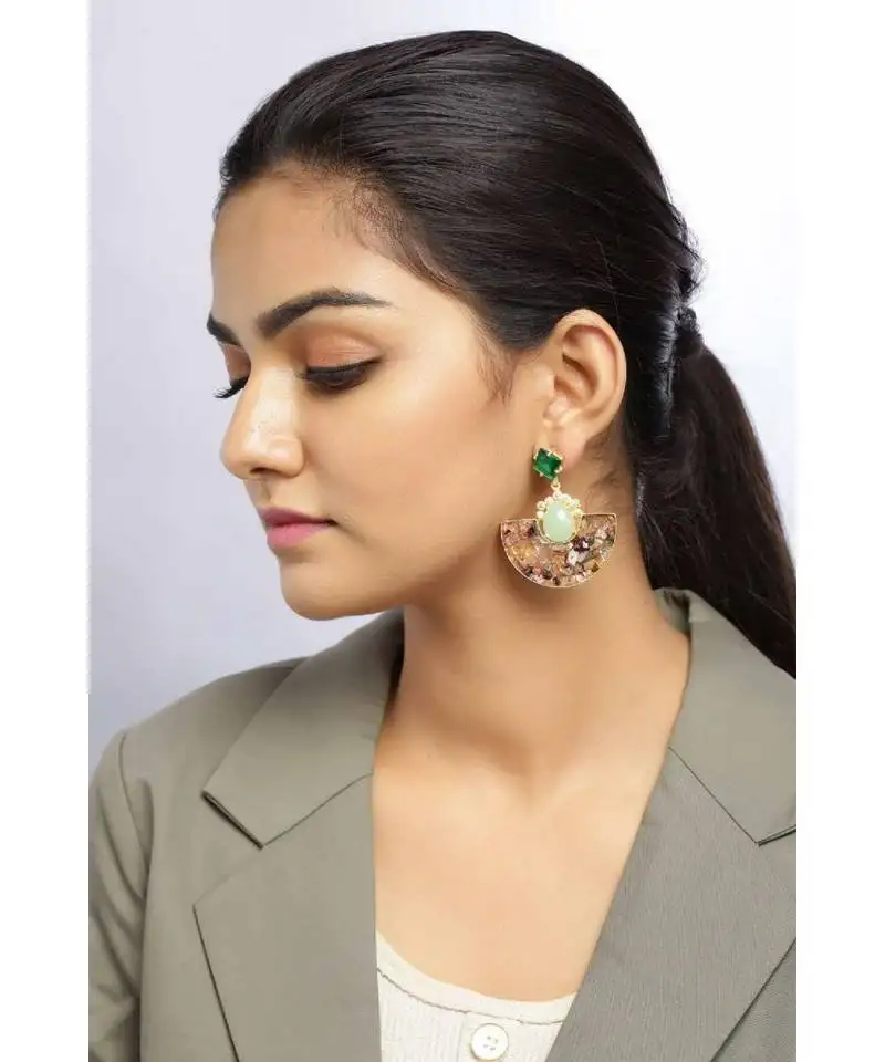 Rustic sling green earrings