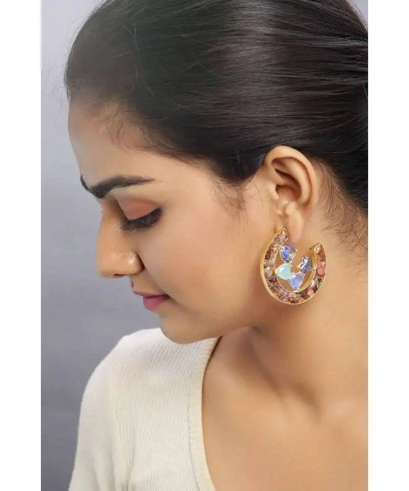 Cosmic gem crater earrings