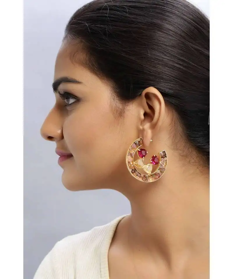 Ruby gem crater earrings