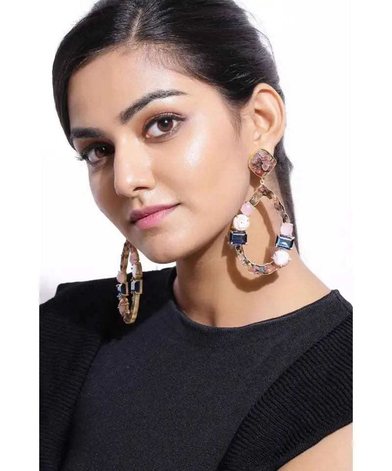 Blue tourmaline droplets earrings