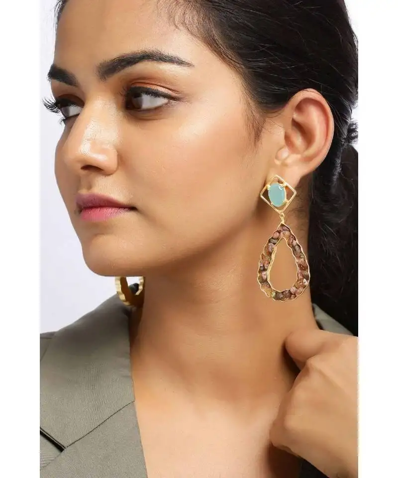 Sea tourmaline driblet earrings