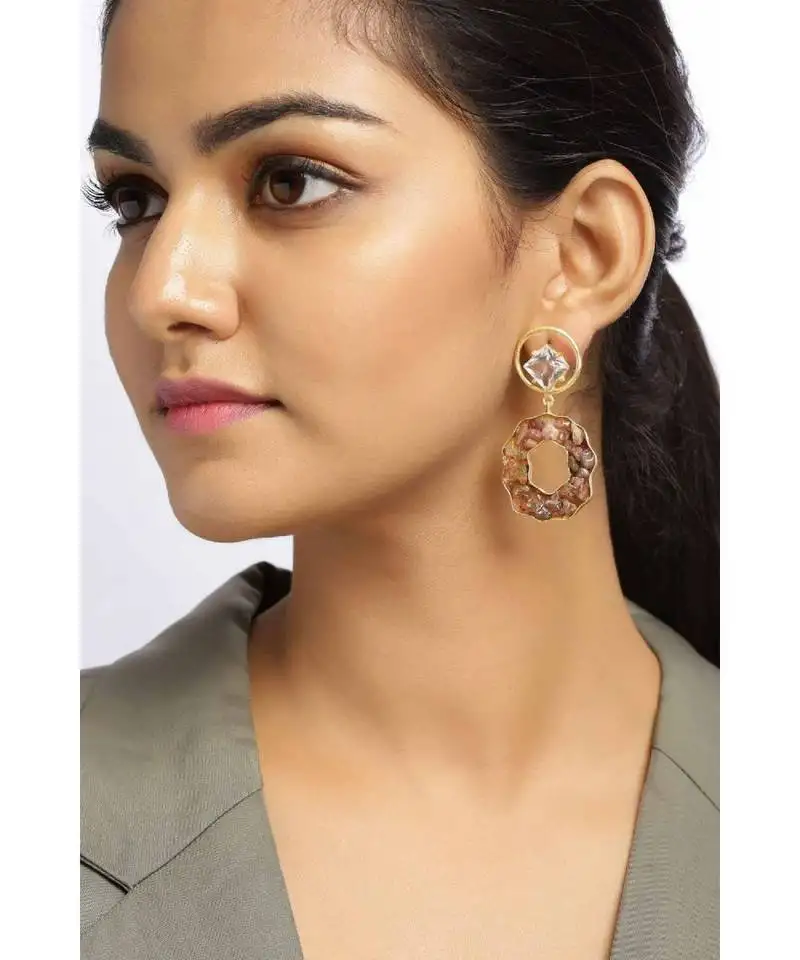 Clear tourmaline charm earrings