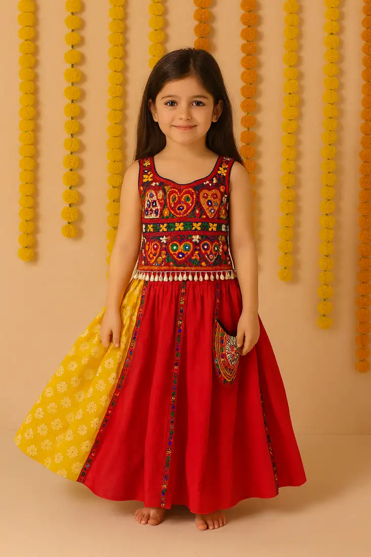 Navratri pink ghagra choli for girls