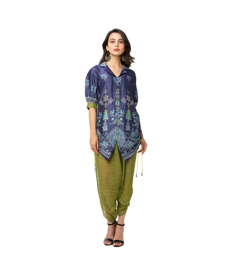 Printed top with dhoti pants