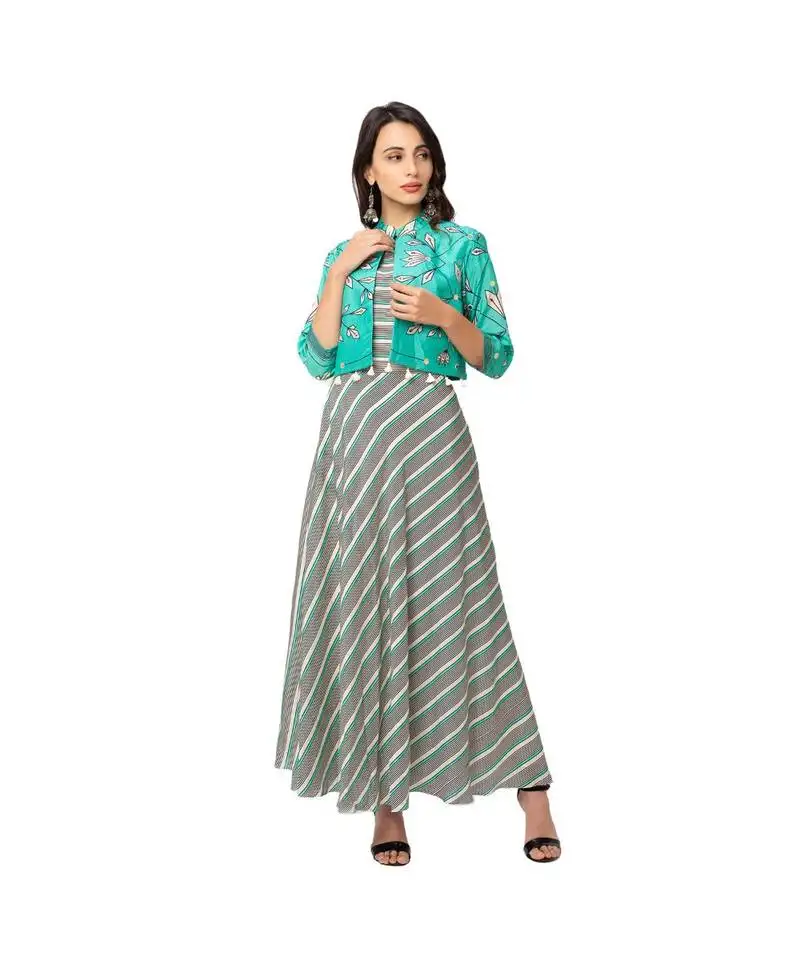 Asymmetrical printed dress with jacket