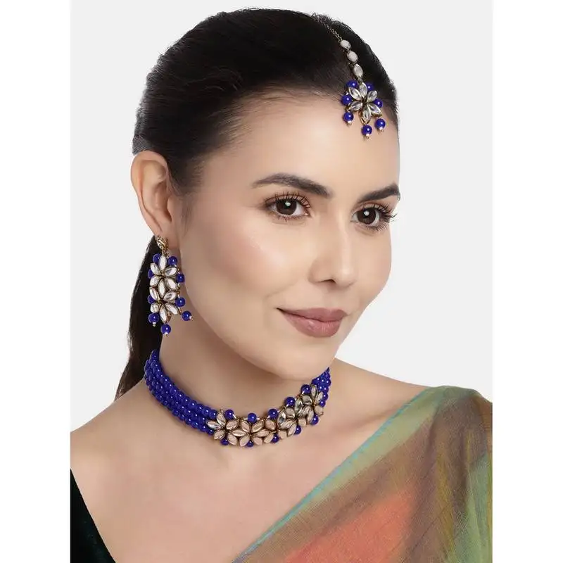 Kundan & pearl beaded choker set for women::Girls