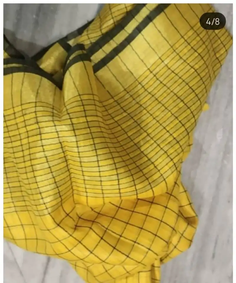 Yellow woven linen handloom saree with blouses