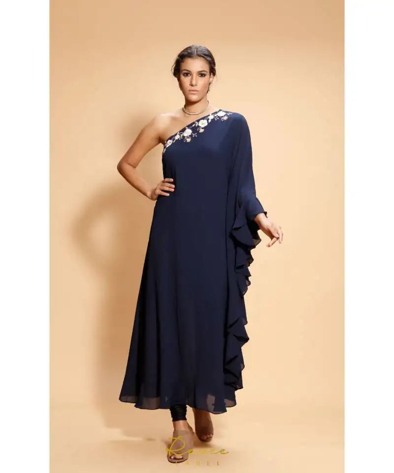 Blue embroidered georgette kurta sets