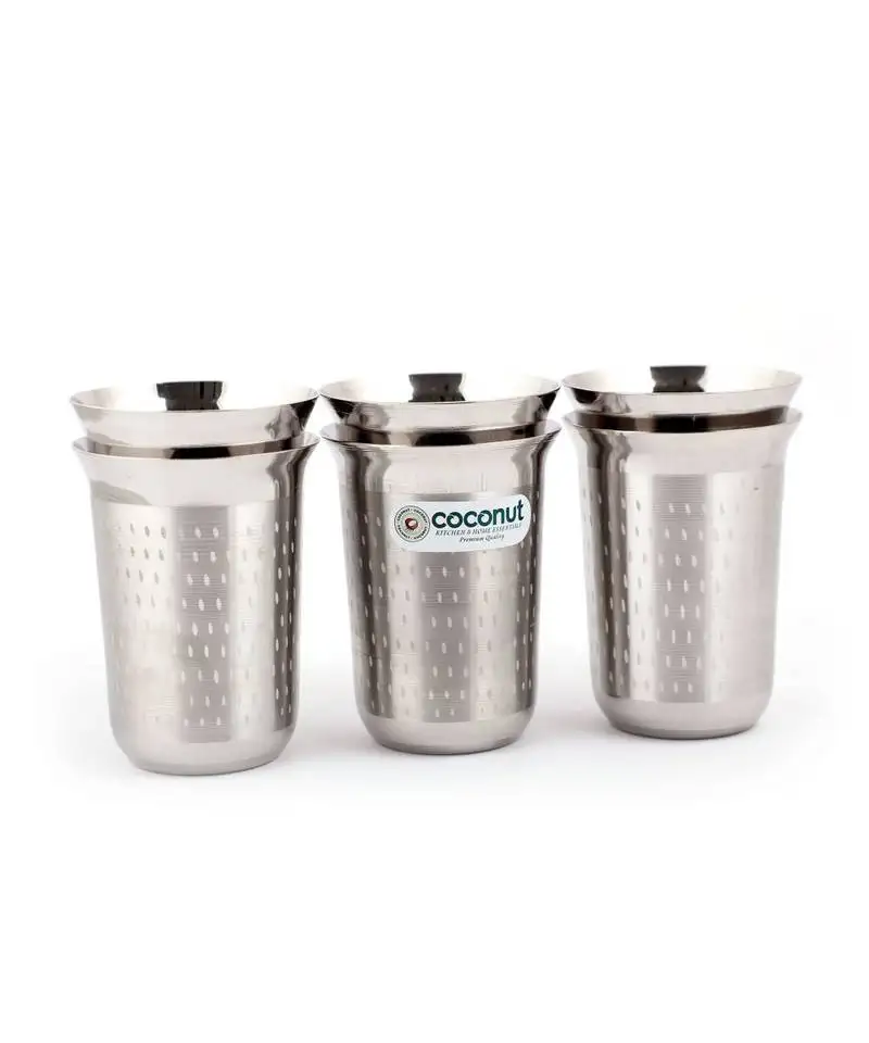 Coconut stainless steel shower glasses - 6pc (250 ml each)