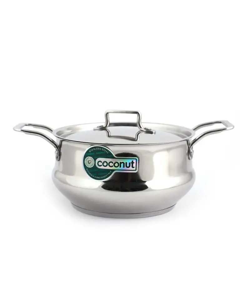 Coconut tri-ply cartier pot (1000 ml, diameter 14 cm, silver)