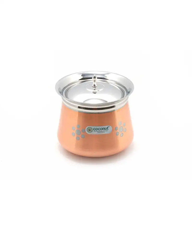 Coconut stainless steel - cookware:: benin copper silver flower handi with lid-1 unit - capacity - 850 ml