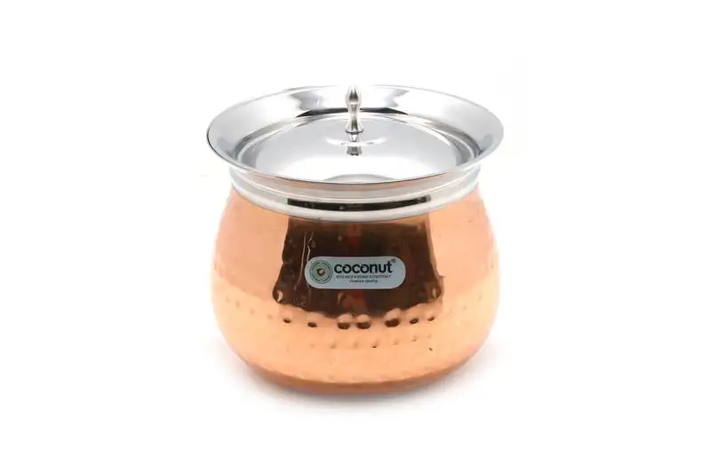 Stainless steel cookware regent copper hammered handi with lid1 unit capacity 1400 ml