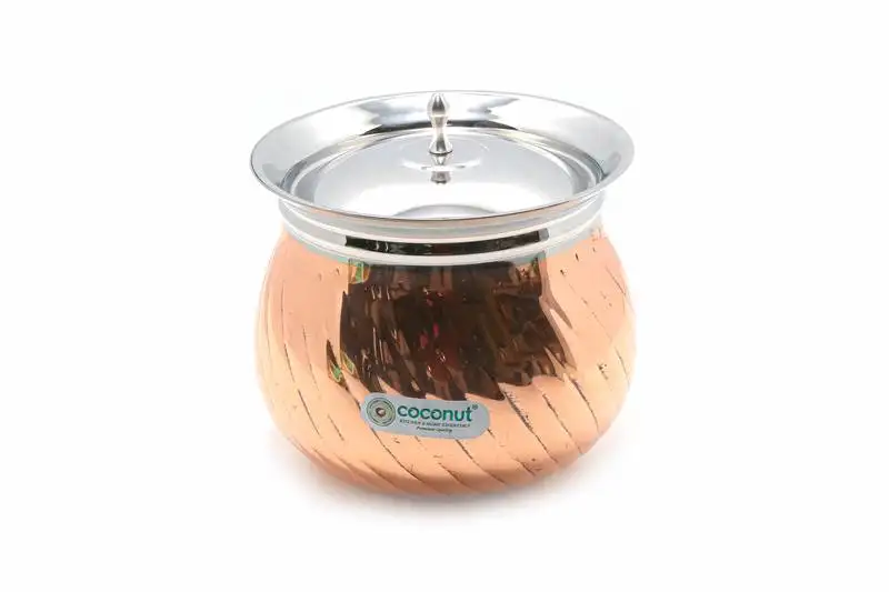 Stainless steel cookware charles copper twister handi with lid 1 unit capacity 850 ml