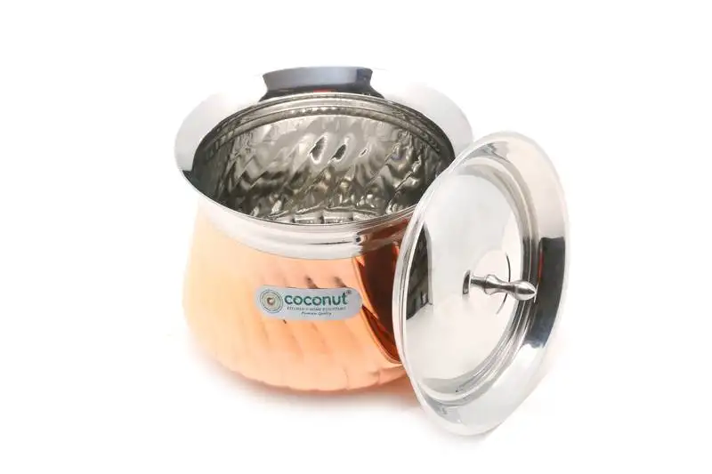 Stainless steel cookware orchid copper twister handi with lid 1 unit capacity 1850 ml