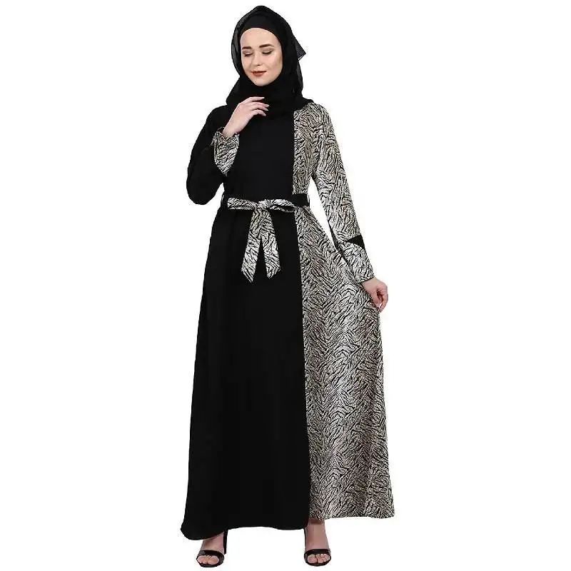 Animal printed dual colored casual abaya