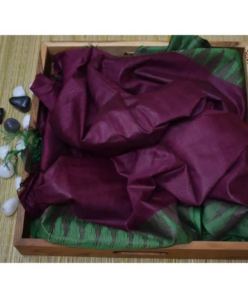 Magenta hand woven poly silk handloom sarees