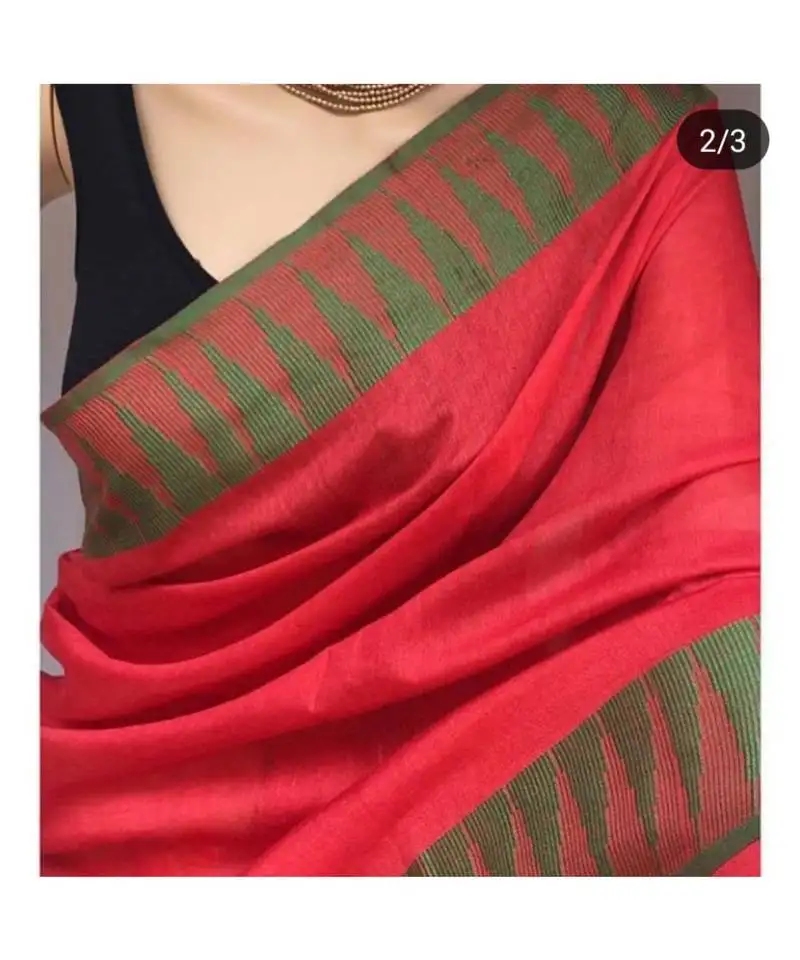 Red hand woven poly silk handloom sarees