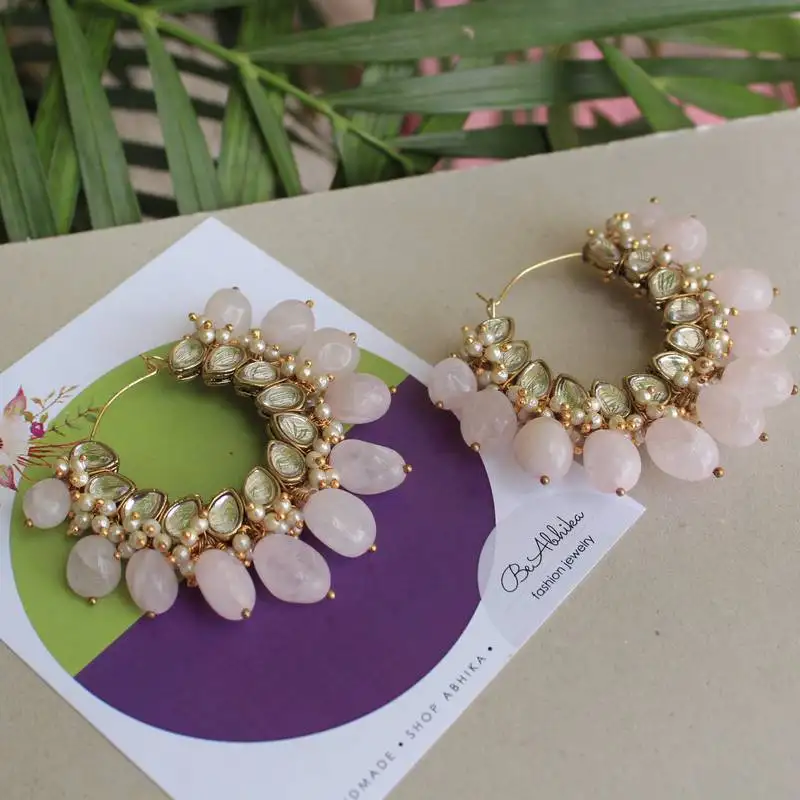 Afreen hoop pink earrings