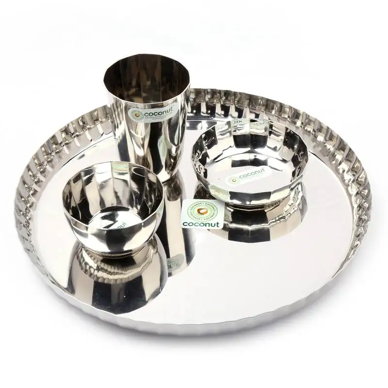 Coconut stainless steel (heavy guage) citrus dinner set :: dinnerware - 4 pieces