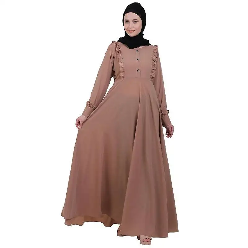 Umbrella abaya with frills- beige