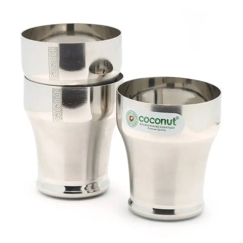 Coconut stainless steel baleno glasses :: tumbler - set of 3 (300 ml each glass)