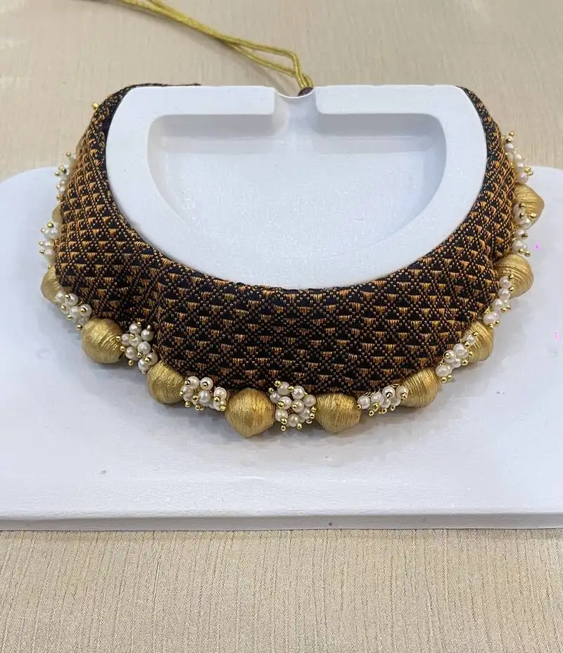 Brown handloom fabric jwelery