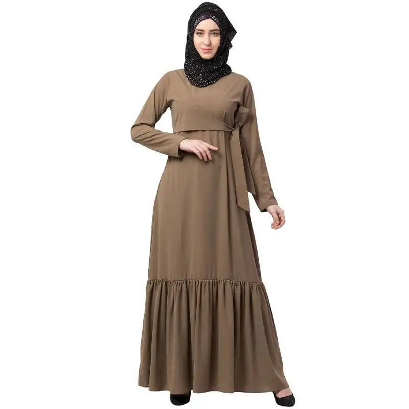 Designer frilled abaya- beige