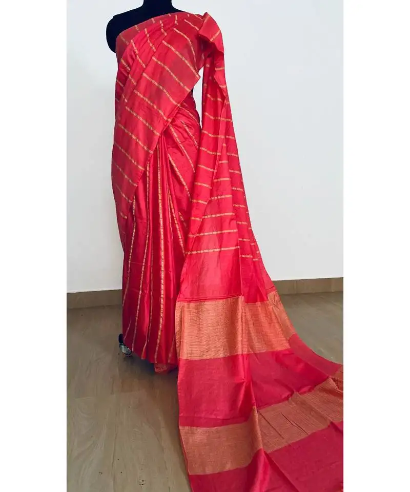 Pink poly silk handloom saree