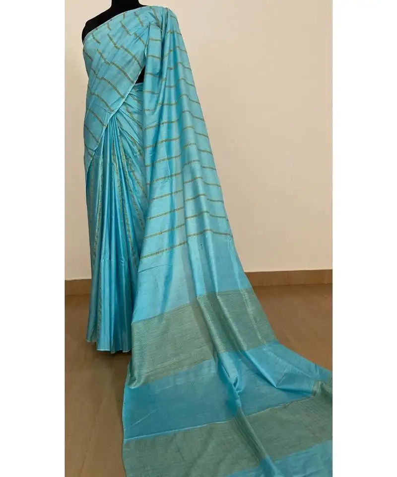 Blue poly silk handloom saree