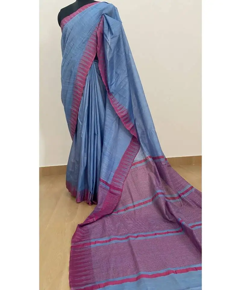 Purple poly silk handloom saree