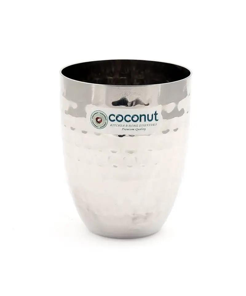 Coconut stainless steel hammered glasses - set of 6 (250 ml each)