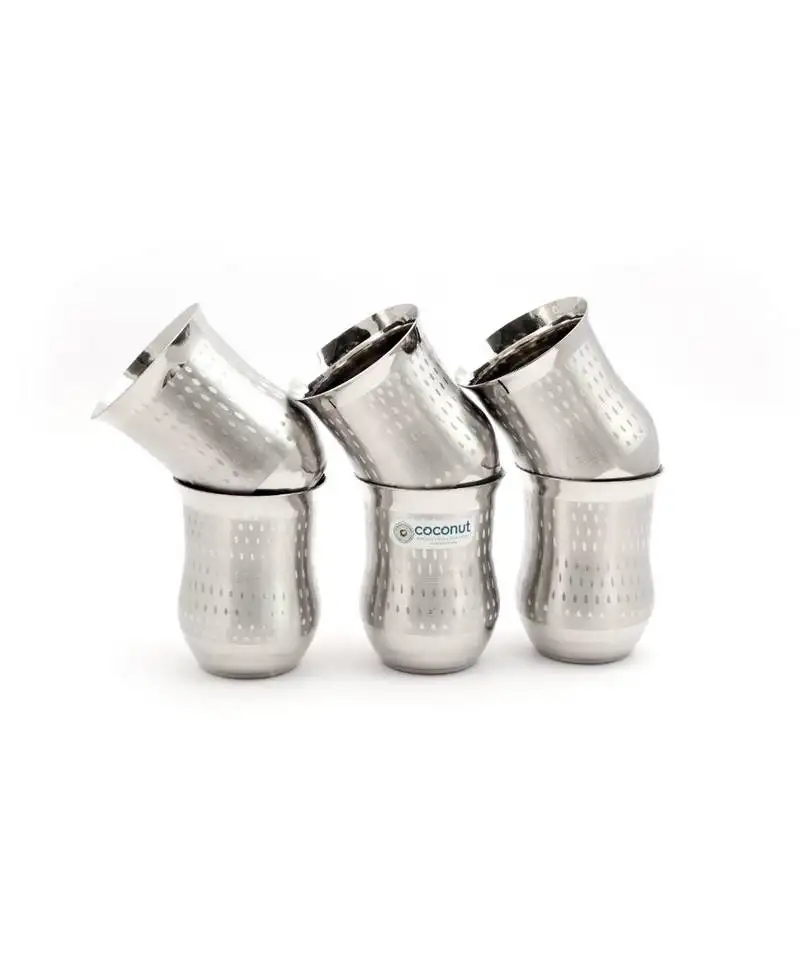 Coconut stainless steel glasses - set of 6 (capacity -350ml each glass)