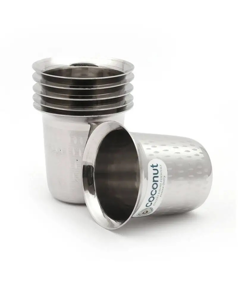 Coconut stainless steel mini tea::Coffee glasses - 6pc- capacity -120ml each glass