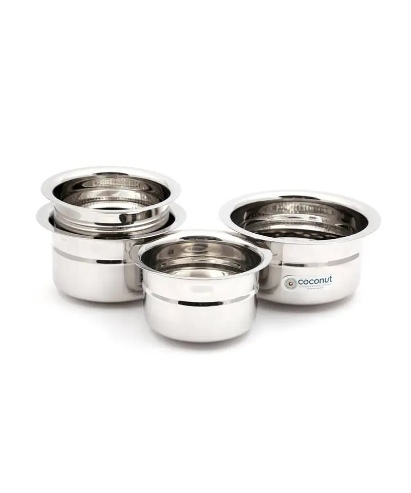 Coconut stainless steel tope set, 4-pieces, silver