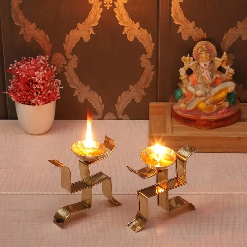 Set of 2 satiya standing brass dia