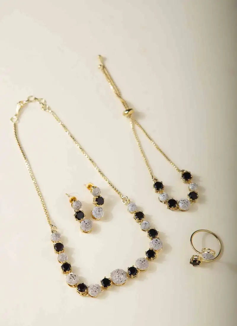 Black american diamonds necklace sets