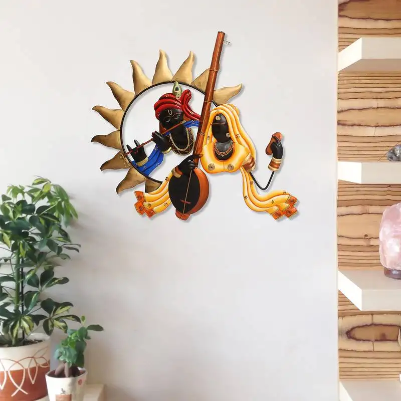 Radha krishna playing flute::Bansuri and veena wall hanging