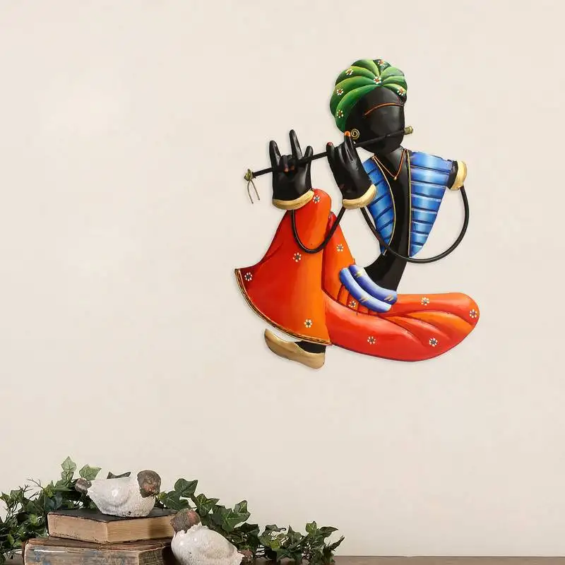 Musician tribal man playing flute wall hanging