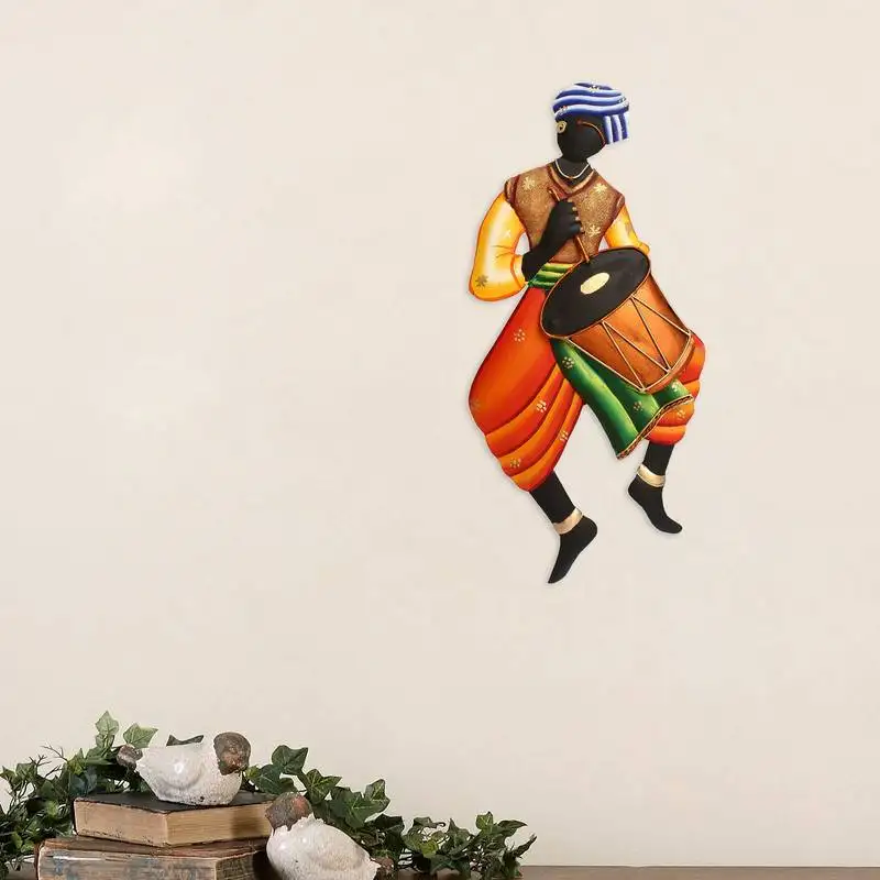 Musician tribal man iron wall hanging