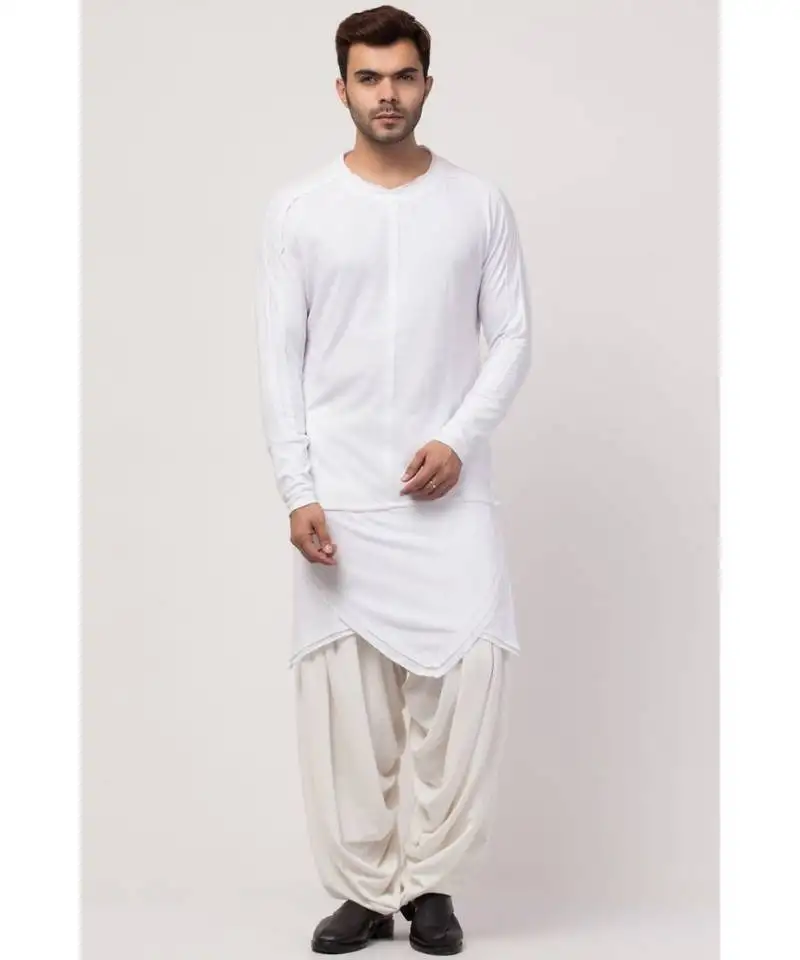 Boat neck front petal t kurta with patiala salwar