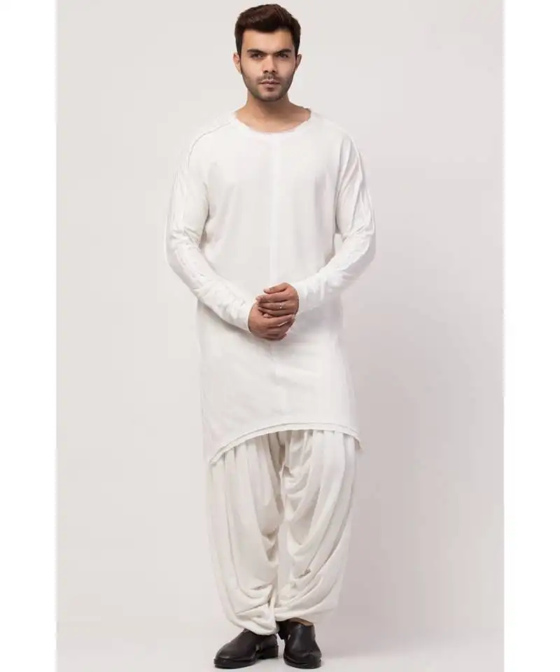Boat neck curvy bottom both side pocket t kurta with patiala salwar