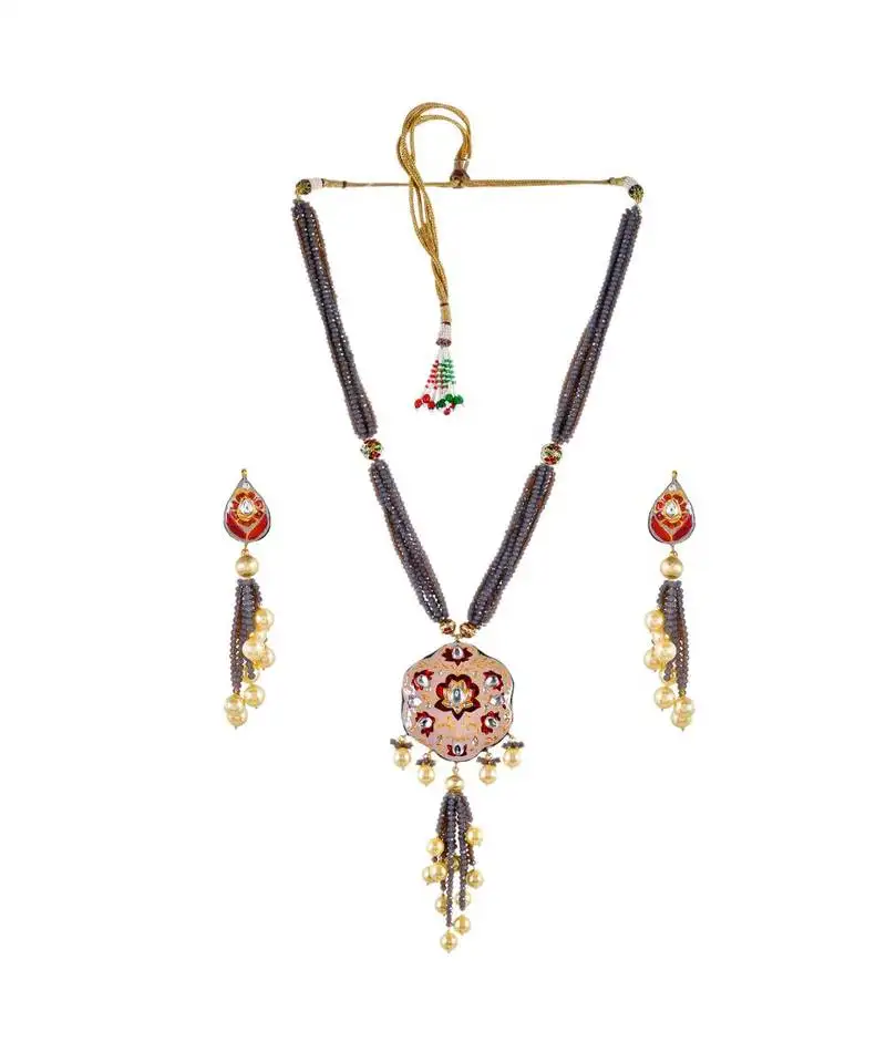 Carnation pink & maroon necklace set